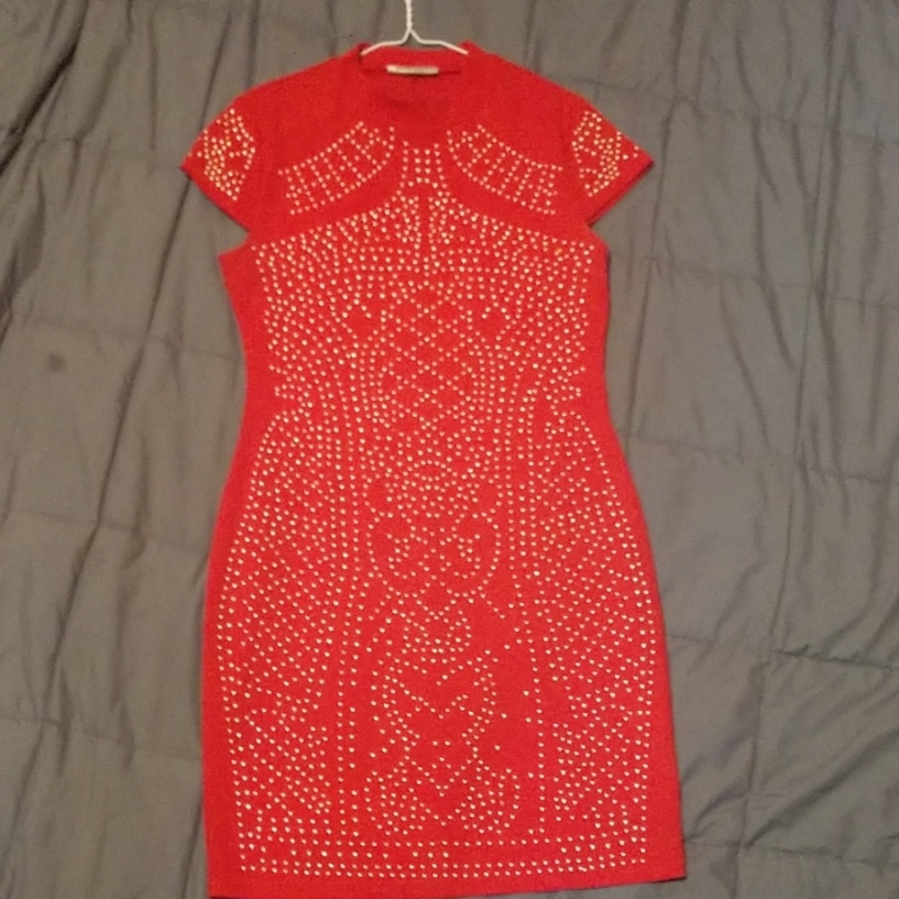 Red midi dress